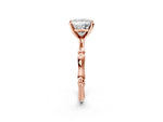 Rose gold Princess Cut Solitaire Diamond Ring with Bamboo Band and Four-Prong Setting_2