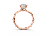 Rose gold Princess Cut Solitaire Diamond Ring with Bamboo Band and Four-Prong Setting_3