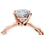 Rose gold Princess Cut Solitaire Diamond Ring with Bamboo Band and Four-Prong Setting_4