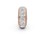 Rose gold Princess Diamond Pavé Mens Wedding Band with Round Diamond Accents_2