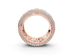 Rose gold Princess Diamond Pavé Mens Wedding Band with Round Diamond Accents_3