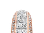 Rose gold Princess Diamond Pavé Mens Wedding Band with Round Diamond Accents_5