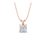 Rose gold Princess Diamond Solitaire Pendant with Four Prong Setting_1