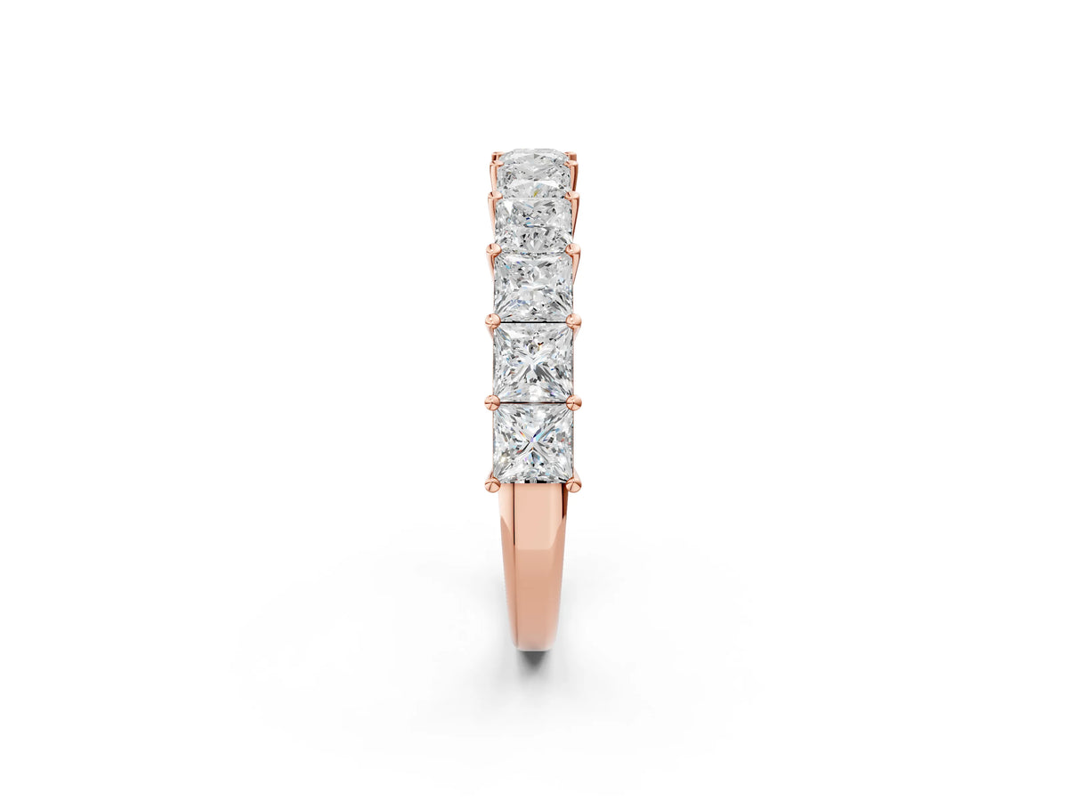 Rose gold Princess cut diamond Half Eternity Band with Shared Prong Setting_2