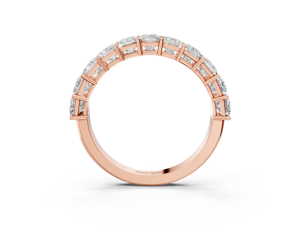 Rose gold Princess cut diamond Half Eternity Band with Shared Prong Setting_3