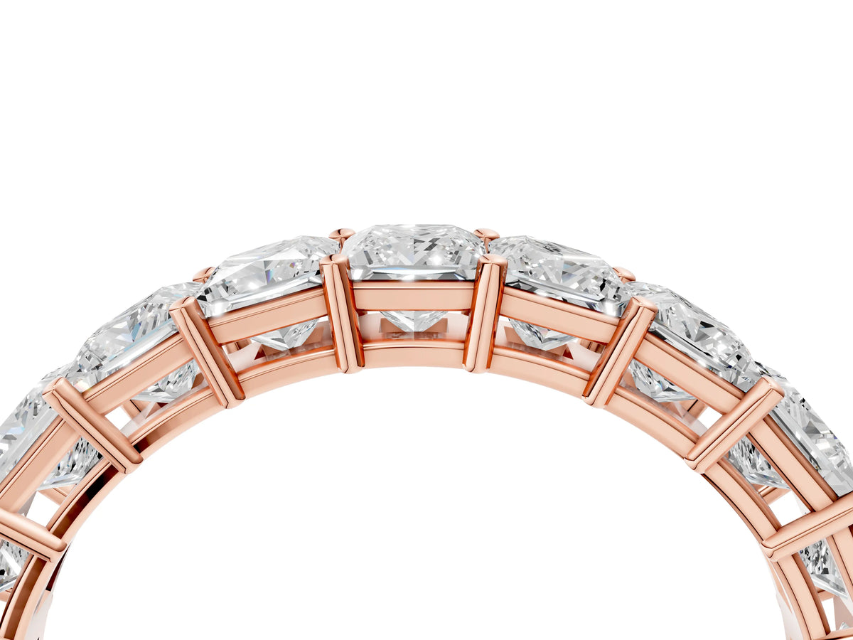 Rose gold Princess cut diamond Half Eternity Band with Shared Prong Setting_4