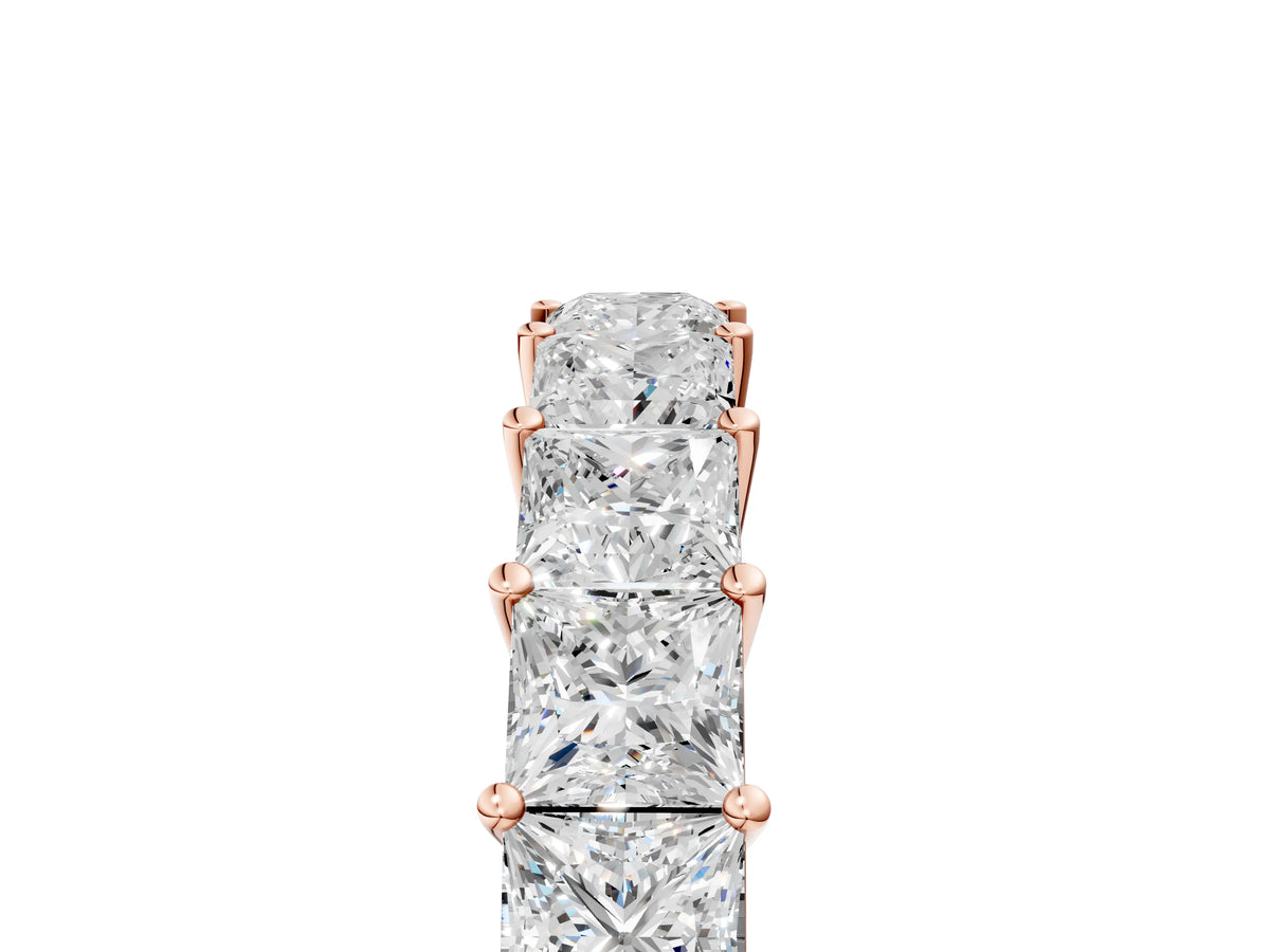 Rose gold Princess cut diamond Half Eternity Band with Shared Prong Setting_5