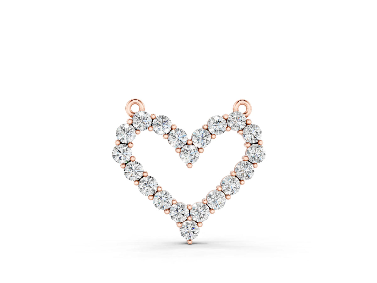 Rose gold Prong-Set Round Diamond Heart Pendant