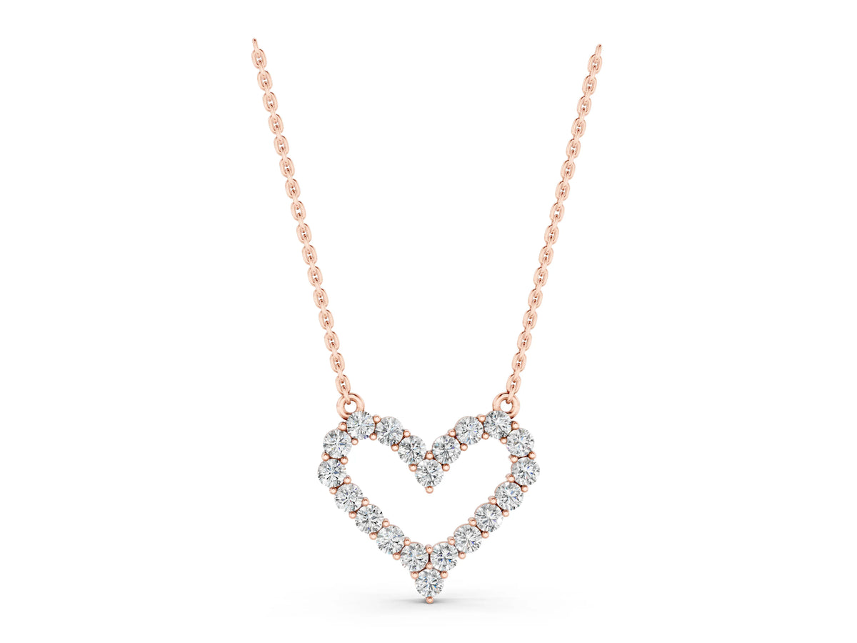 Rose gold Prong-Set Round Diamond Heart Pendant_1