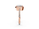 Rose gold Radiant Cut Cut Diamond Halo Engagement Ring with Milgrain Detail and Pavé Band_2