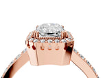Rose gold Radiant Cut Cut Diamond Halo Engagement Ring with Milgrain Detail and Pavé Band_4