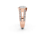 Rose gold Radiant Cut Cut Halo Split Shank Diamond Ring with Four-Prong Setting_2