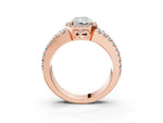 Rose gold Radiant Cut Cut Halo Split Shank Diamond Ring with Four-Prong Setting_3