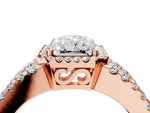 Rose gold Radiant Cut Cut Halo Split Shank Diamond Ring with Four-Prong Setting_4
