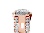 Rose gold Radiant Cut Cut Halo Split Shank Diamond Ring with Four-Prong Setting_5