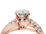 Rose gold Radiant Cut Diamond Halo Ring with Marquise and Pavé Band in Prong Setting_4