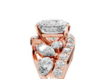Rose gold Radiant Cut Diamond Halo Ring with Marquise and Pavé Band in Prong Setting_5