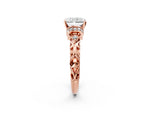 Rose gold Radiant Cut Diamond Solitaire Ring with Filigree Band and Four-Prong Setting_2