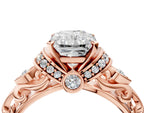 Rose gold Radiant Cut Diamond Solitaire Ring with Filigree Band and Four-Prong Setting_4