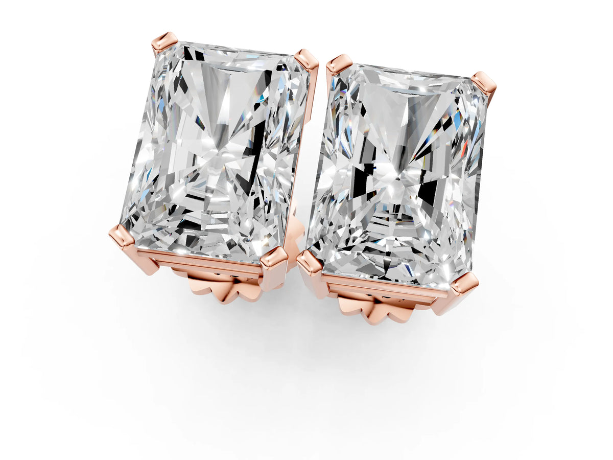 Rose gold Radiant Cut Diamond Stud Earrings_1