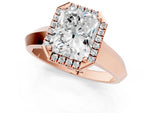 Rose gold Radiant Cut Halo Diamond Ring with Cathedral Band and Four-Prong Setting_1