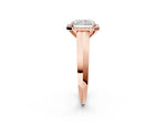 Rose gold Radiant Cut Halo Diamond Ring with Cathedral Band and Four-Prong Setting_2