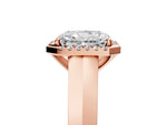 Rose gold Radiant Cut Halo Diamond Ring with Cathedral Band and Four-Prong Setting_5