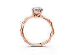 Rose gold Radiant Cut Solitaire Diamond Ring with Bamboo Band and Four-Prong Setting_3