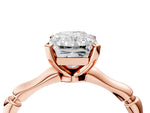 Rose gold Radiant Cut Solitaire Diamond Ring with Bamboo Band and Four-Prong Setting_4