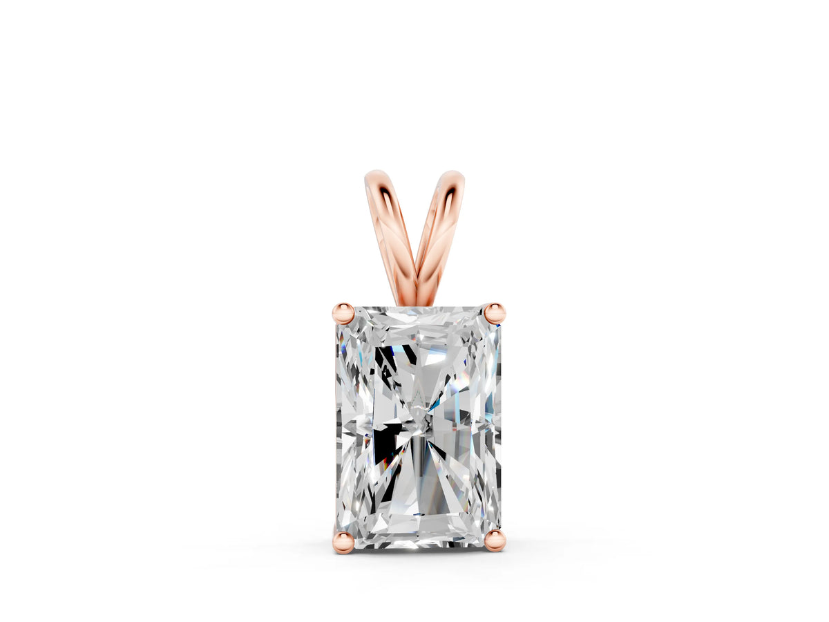 Rose gold Radiant Diamond Solitaire Pendant with Four Prong Setting