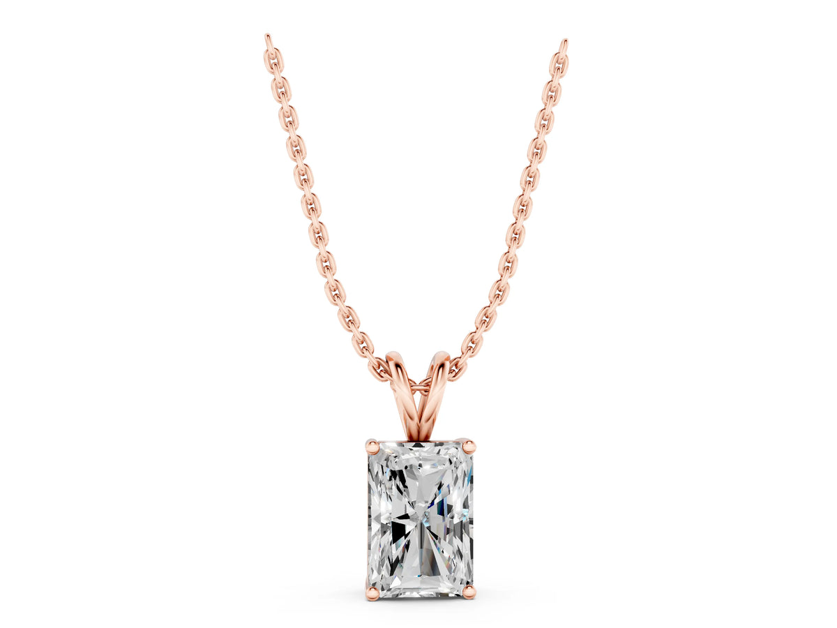 Rose gold Radiant Diamond Solitaire Pendant with Four Prong Setting_1