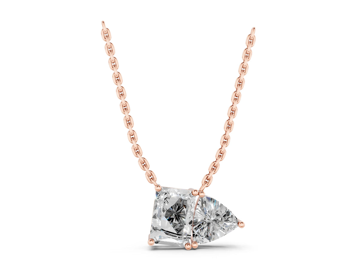 Rose gold Radiant and Trillion Diamond Two-Stone Pendant with Prong Setting_1
