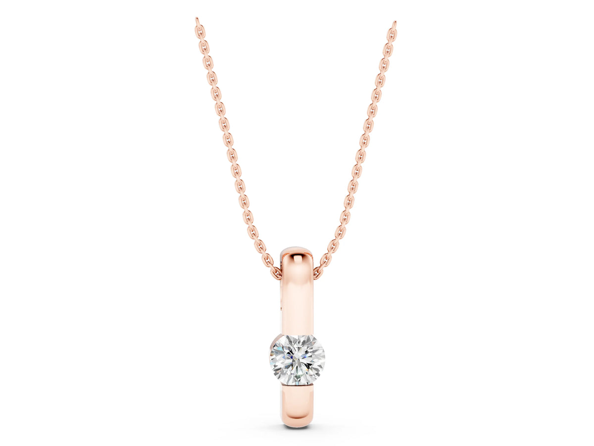 Rose gold Round Bezel-Set Diamond Pendant_1
