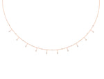 Rose gold Round Bezel Set Diamond Station Necklace with Cable Chain