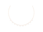 Rose gold Round Bezel Set Diamond Station Necklace with Cable Chain_1