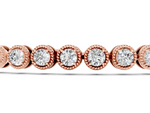Rose gold Round Bezel-Set Diamond Tennis Bracelet with Adjustable Box Chain_1
