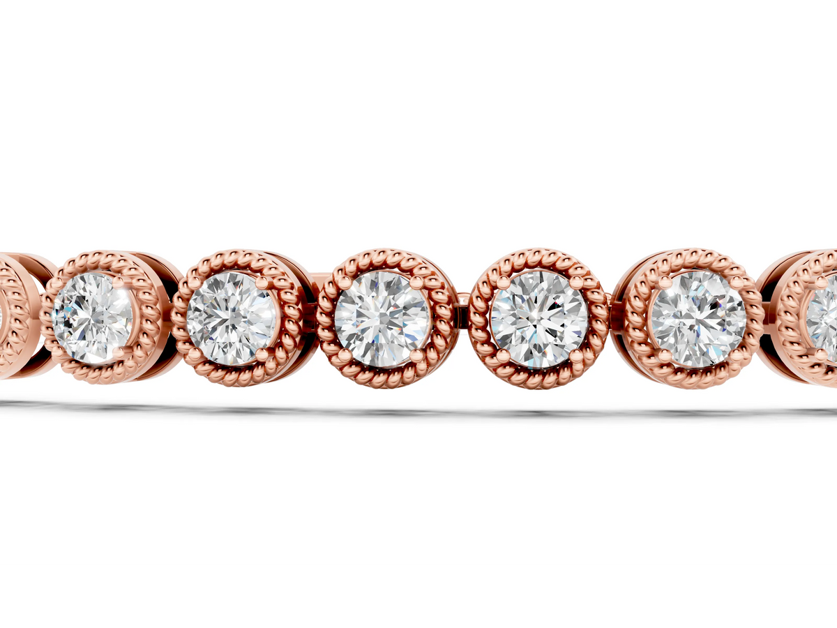 Rose gold Round Bezel-Set Diamond Tennis Bracelet with Adjustable Box Chain_1