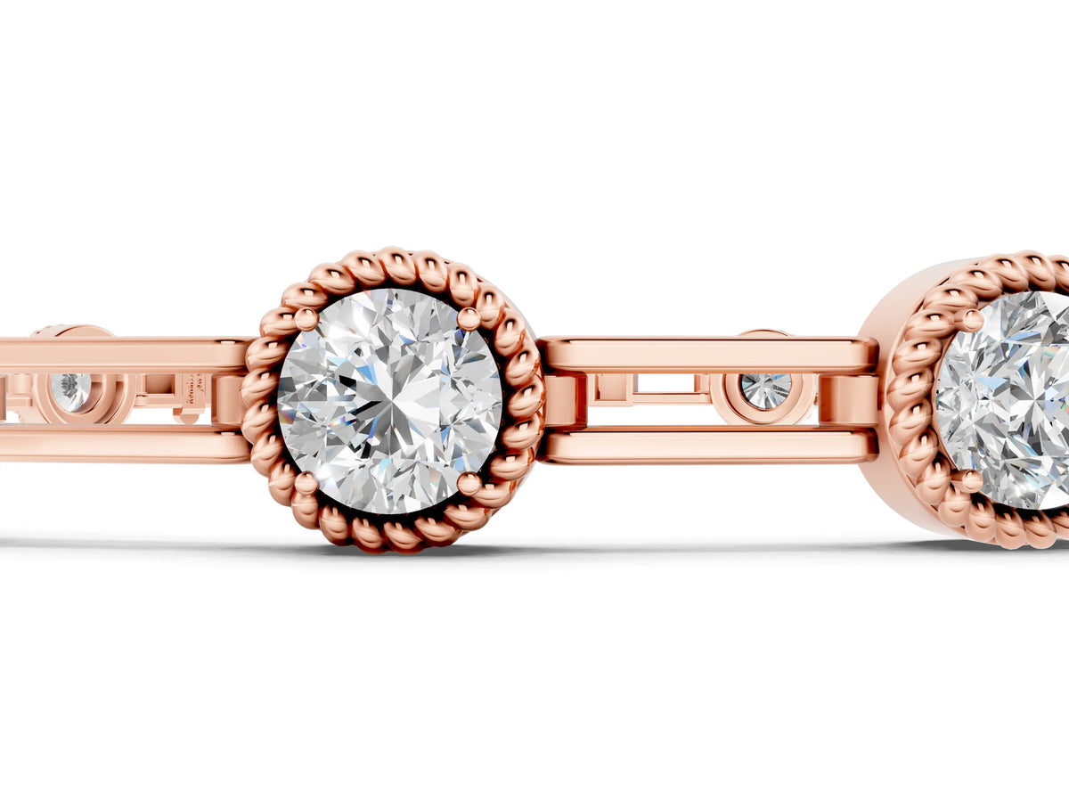 Rose gold Round Bezel-Set Diamond Tennis Bracelet with Open Link Band_1