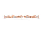 Rose gold Round Bezel-Set Diamond Tennis Bracelet with Pave Band