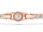 Rose gold Round Bezel-Set Diamond Tennis Bracelet with Pave Band_1