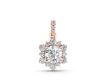Rose gold Round Brilliant Cluster Diamond Pendant with Prong Setting