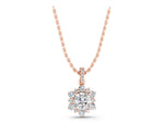 Rose gold Round Brilliant Cluster Diamond Pendant with Prong Setting_1