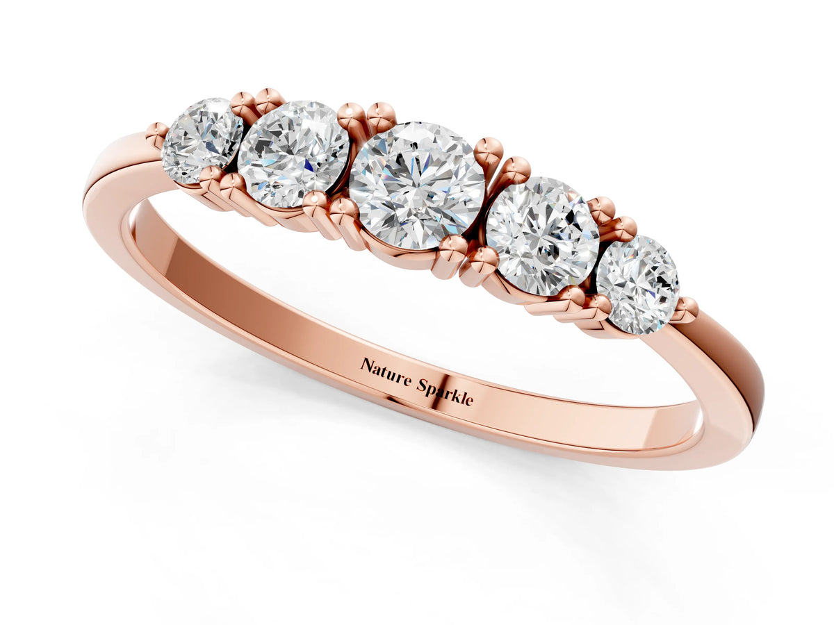 Rose gold Round Brilliant Diamond Half-Eternity Band with Prong Setting_1