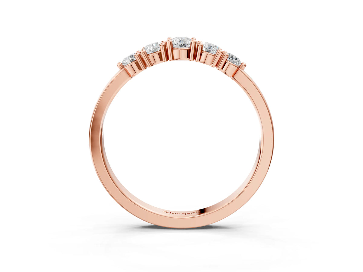 Rose gold Round Brilliant Diamond Half-Eternity Band with Prong Setting_3