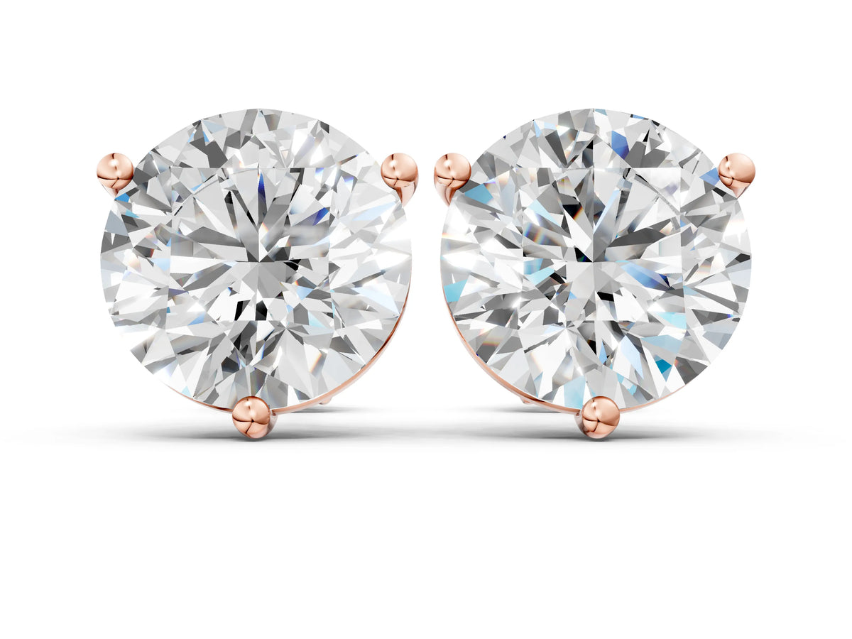 Rose gold Round Brilliant Diamond Martini Stud Earrings