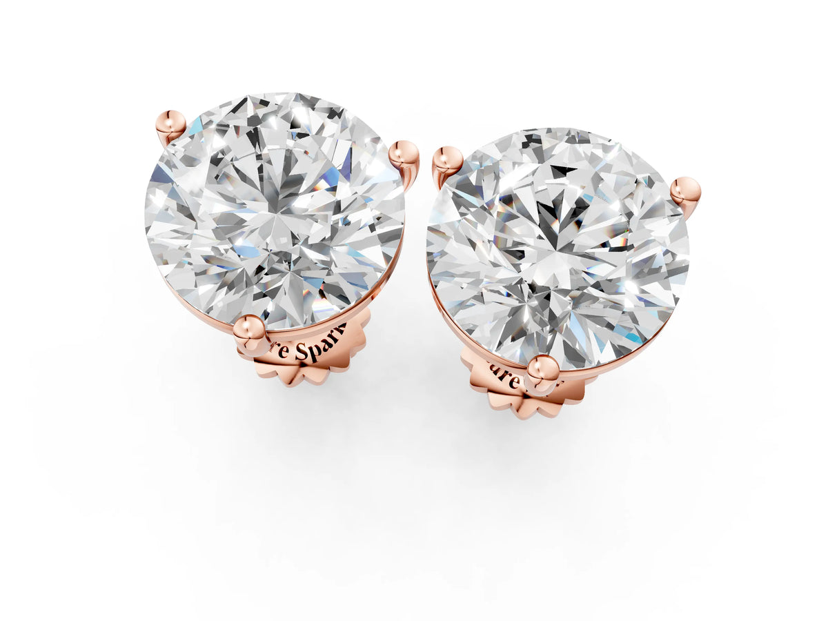 Rose gold Round Brilliant Diamond Martini Stud Earrings_1