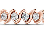 Rose gold Round Brilliant Diamond Tennis Bracelet with Channel Set S-Shaped Prong Setting_1