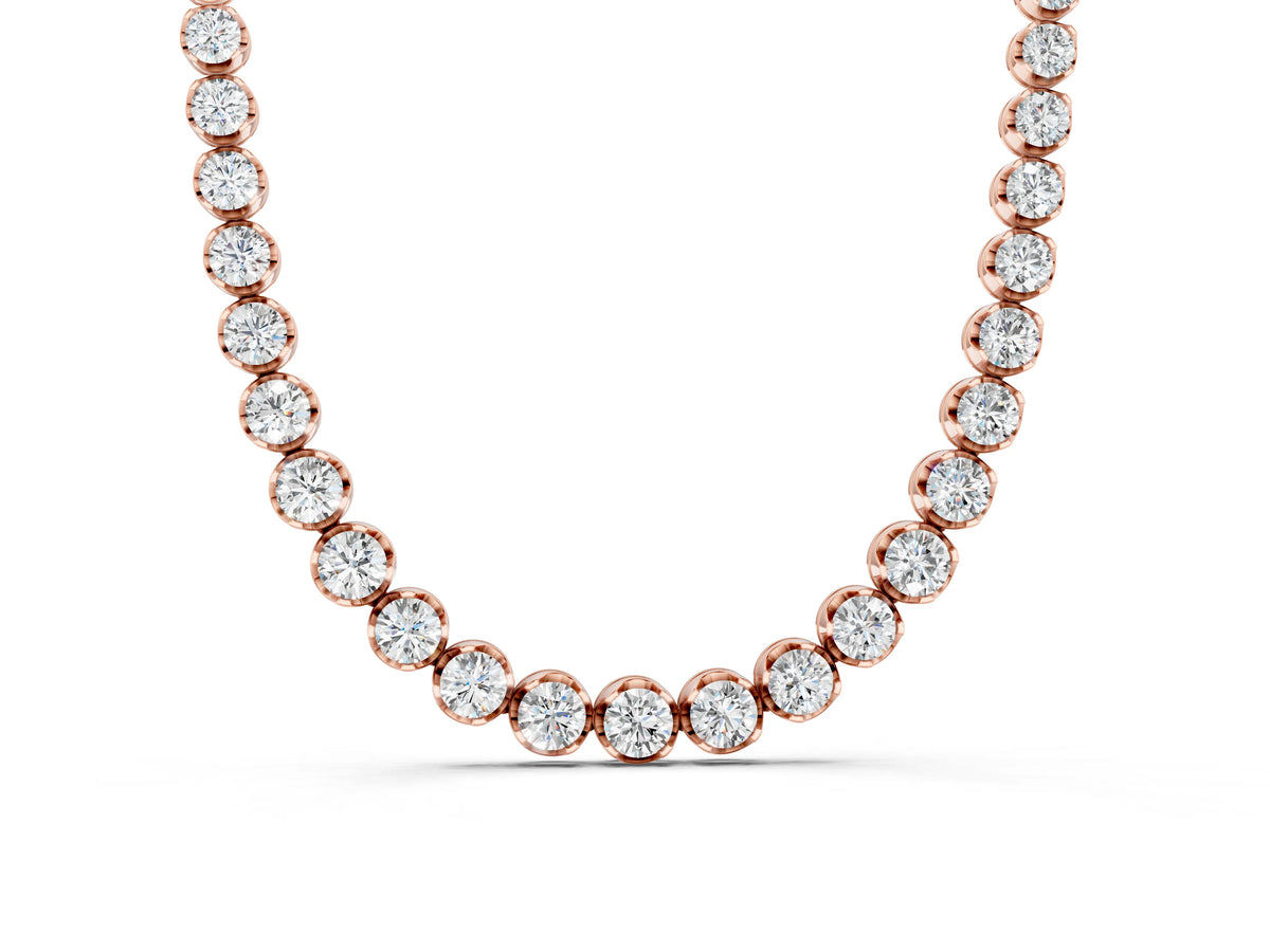 Rose gold Round Brilliant Diamond Tennis Necklace with Prong Setting