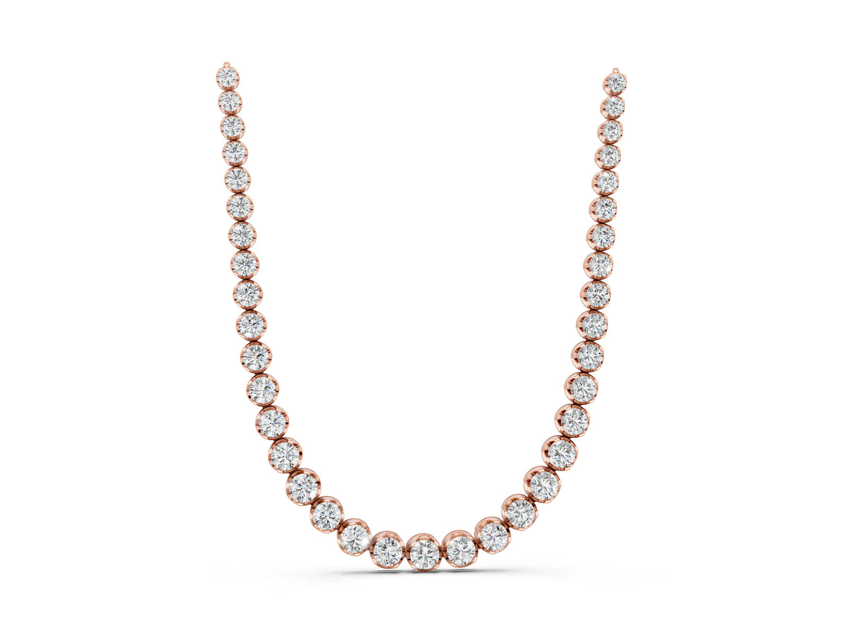 Rose gold Round Brilliant Diamond Tennis Necklace with Prong Setting_1