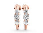 Rose gold Round Brilliant Diamond U-Hoop Earrings with Prong Setting